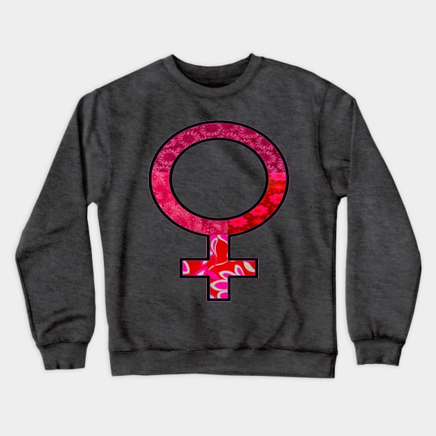 Retro Pink & African Print Female Symbol Crewneck Sweatshirt by artbyomega